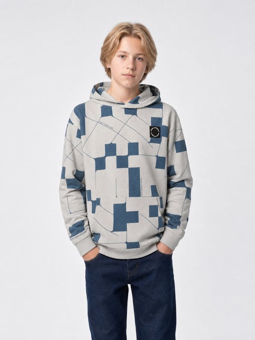Petrol Industries - Jongens Hoodie met geometrische print - Zwart - Image 3