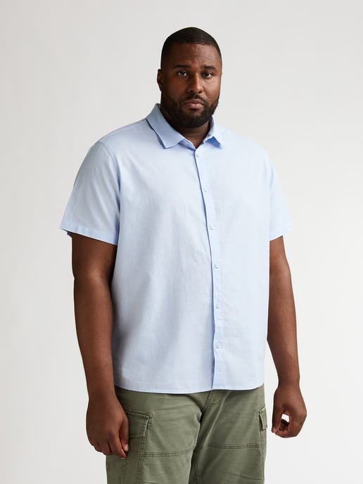 Petrol Industries - Plus Size Plain Short-Sleeve Shirt Men - Blue - Image 3