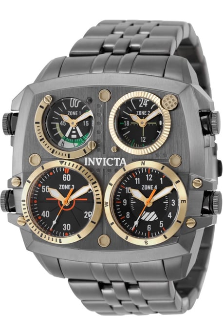 Invicta Aviator - Zulu Time 50661 Herrklocka - Quartz-urverk - Rostfritt stål med svart urtavla - 50 mm - Image 1