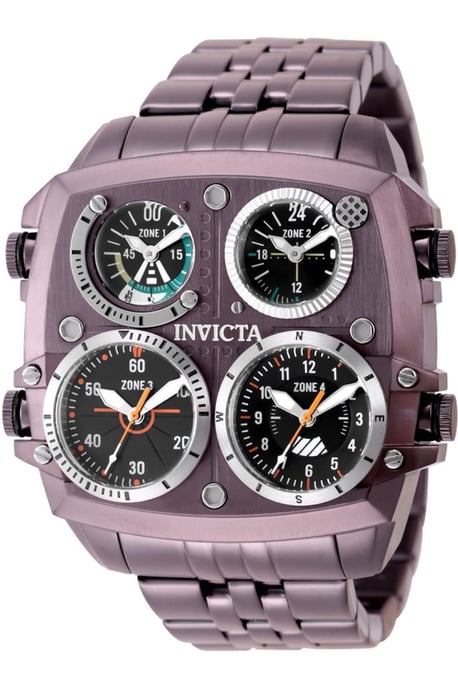 Invicta Aviator - Zulu Time 50660 Herrklocka - Quartz-urverk - Rostfritt stål med svart urtavla - 50 mm - Image 1