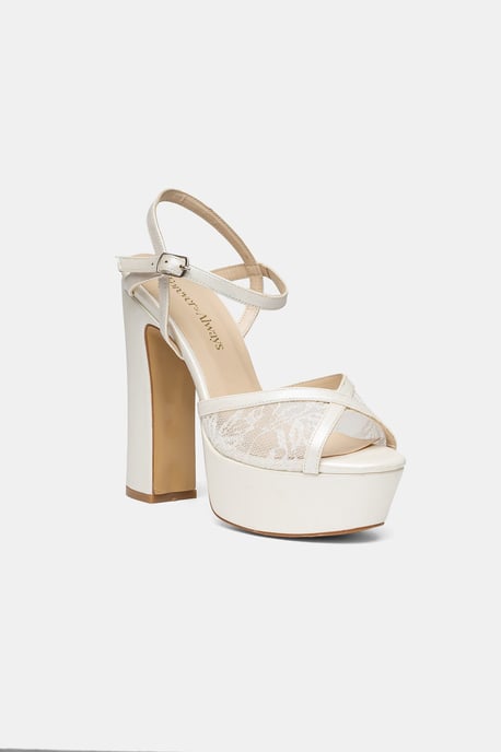 Naomi Lace Bridal Platform High Heels - Image 1