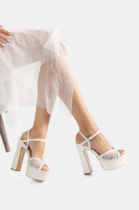 Naomi Lace Bridal Platform High Heels - Image 4