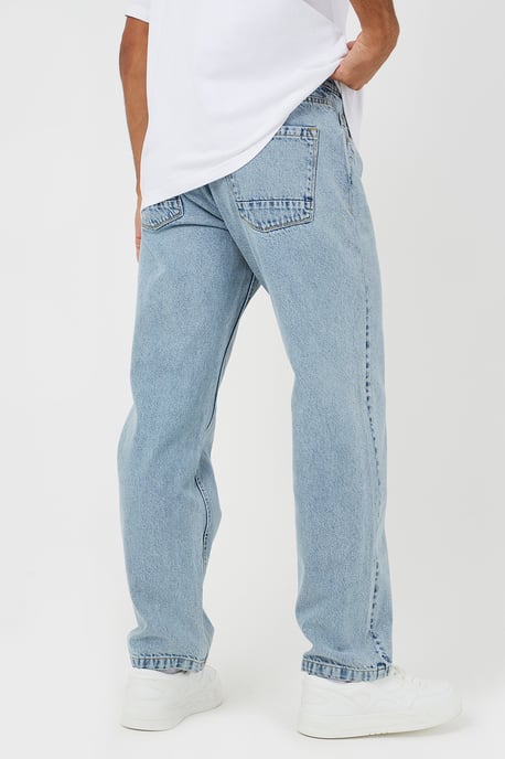 Light Blue Loose Fit Acid Wash Denim Jeans - Image 2