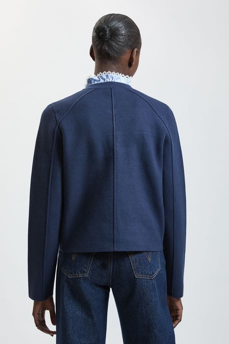 Compact Wool Removeable Stripe Collar Knitted Button Cardigan - Image 3