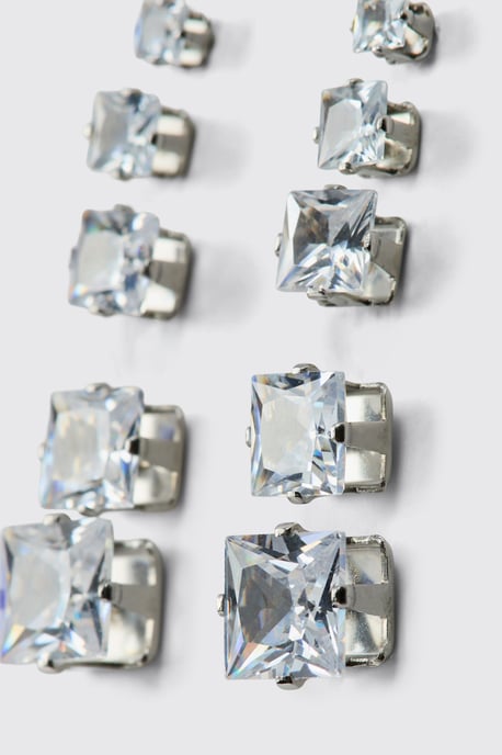 5 Pack Stainless Steel Diamante Earrings - Image 2