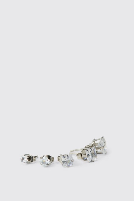 5 Pack Stainless Steel Diamante Earrings - Image 3