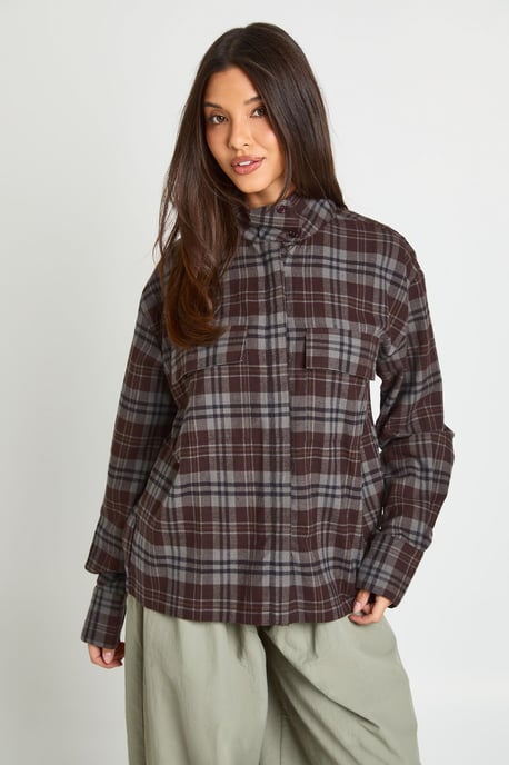 Cotton Funnel Neck Utility Shirt - Image 1