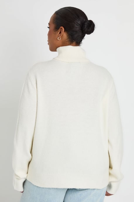 Plus Knitted Longline Crew Neck Jumper - Image 3