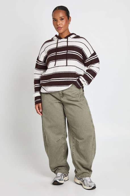 Plus Stripe Oversized Knitted Hoody - Image 2