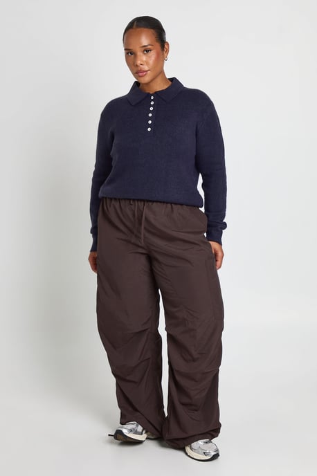 Plus Button Collared Knitted Jumper - Image 1