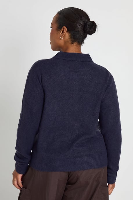 Plus Button Collared Knitted Jumper - Image 3