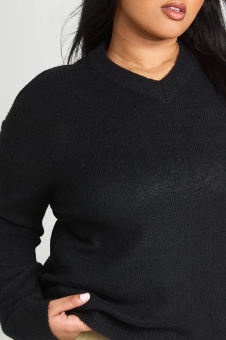 Plus Knitted V Neck Jumper - Image 2