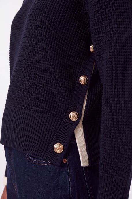 Cotton Button Detail Knit Boxy Jumper - Image 4