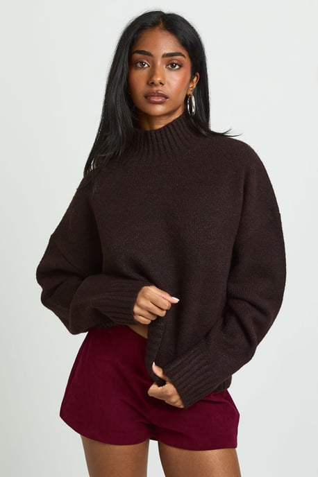 High Neck Boucle Knit Jumper - Image 1
