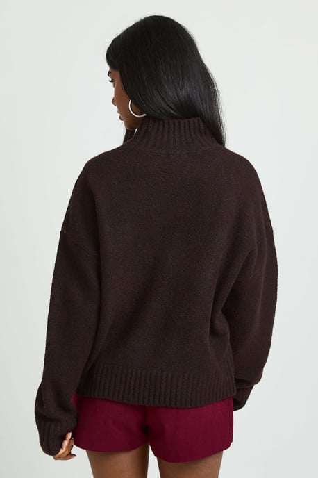 High Neck Boucle Knit Jumper - Image 2