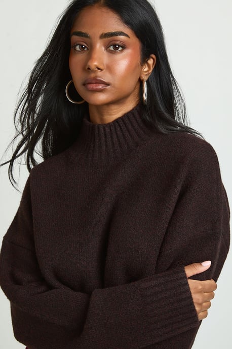High Neck Boucle Knit Jumper - Image 4