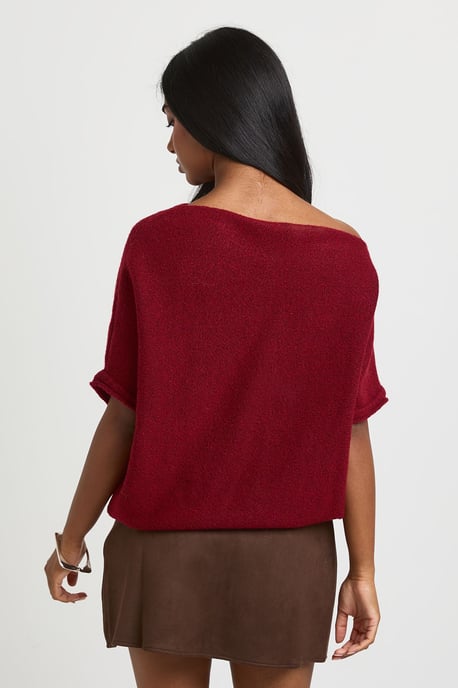 Slash Neck Knitted Batwing Top - Image 2