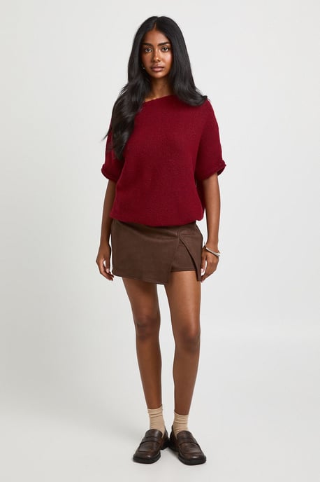 Slash Neck Knitted Batwing Top - Image 3