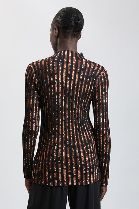 Zebra Jacquard Knit Long Sleeve Top - Image 3