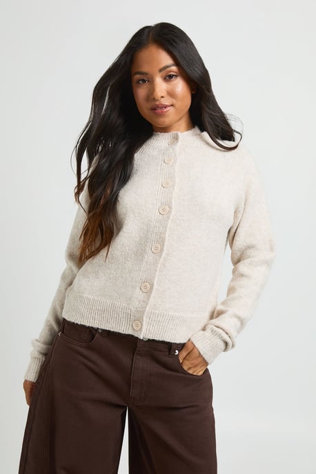 Petite Double Layer Collar Knitted Cardigan - Image 1