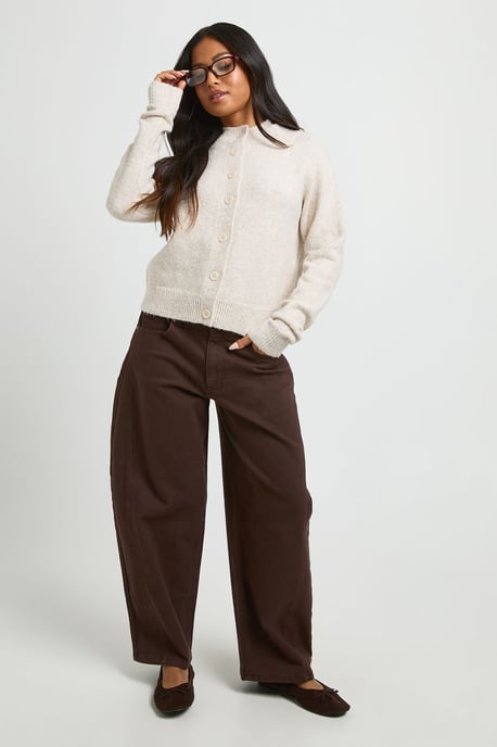 Petite Double Layer Collar Knitted Cardigan - Image 2