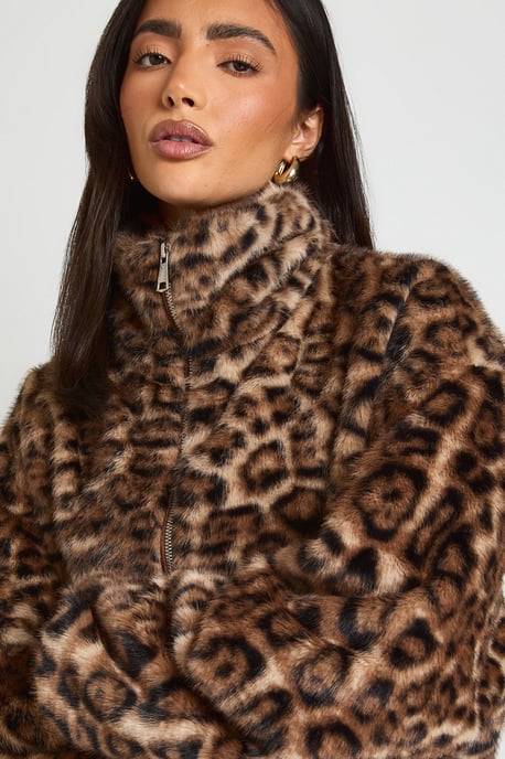 Leopard Faux Fur Coat - Image 4