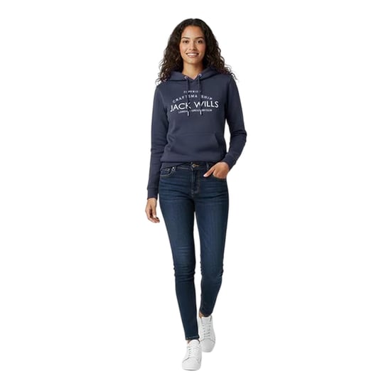 Jack Wills Womens/Ladies Graphic Logo Hoodie (Navy) - Image 1