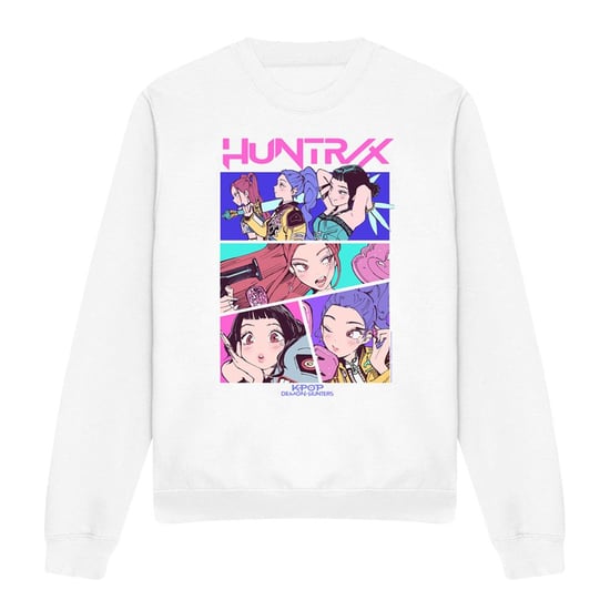 K-Pop Demon Hunters Unisex Volwassenen Huntrix Neon Comic Anime Sweater (Wit) - Image 1