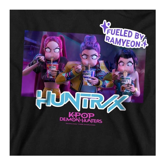 K-Pop Demon Hunters Unisex Volwassenen Huntrix Ramyeon Eet Sweatshirt (Zwart) - Image 3
