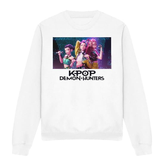 K-Pop Demon Hunters Unisex Volwassenen Huntrix Groep Zingen Sweatshirt (Wit) - Image 1