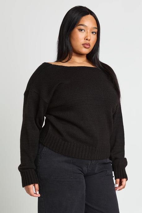 Plus Soft Knit V Back Jumper - Image 1