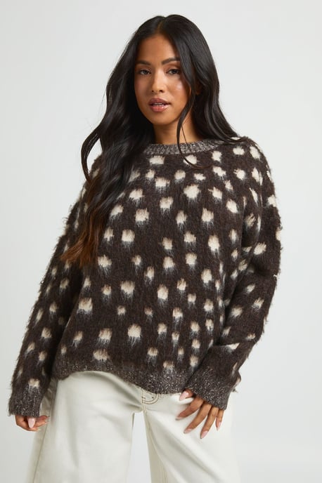 Petite Deer Print Super Soft Crew Neck Jumper - Image 1