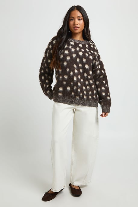 Petite Deer Print Super Soft Crew Neck Jumper - Image 2
