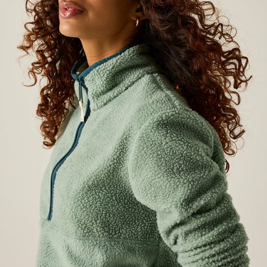 Regatta Womens/Ladies Frankie Leopard Camo Borg Half Zip Fleece Top (Glacier Green) - Image 4