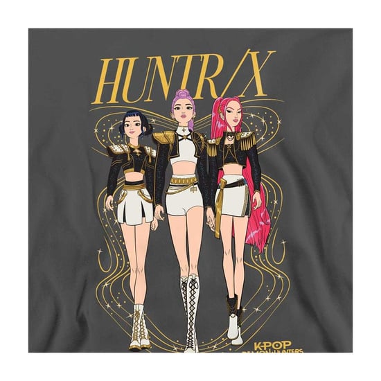 K-Pop Demon Hunters Unisex Adult Huntrix Golden Sparkle Sweatshirt (Charcoal) - Image 3