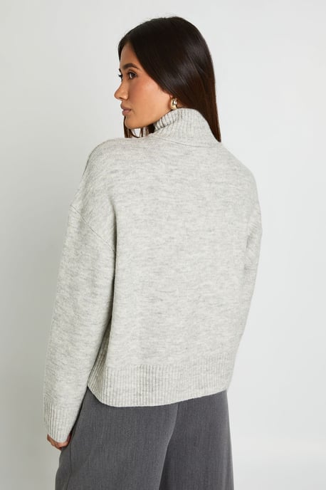 Exposed Seam Detail High Neck Jumper - Image 2