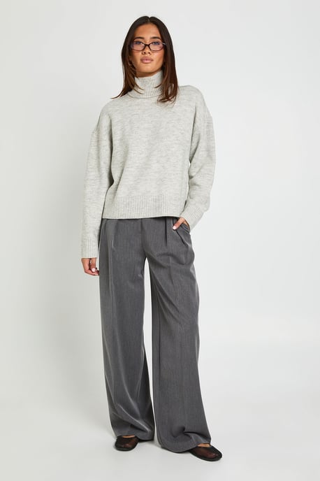Exposed Seam Detail High Neck Jumper - Image 3