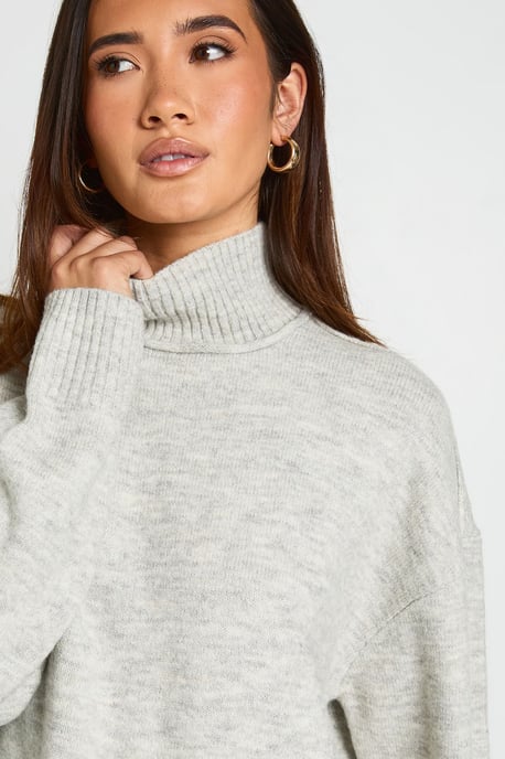 Exposed Seam Detail High Neck Jumper - Image 4