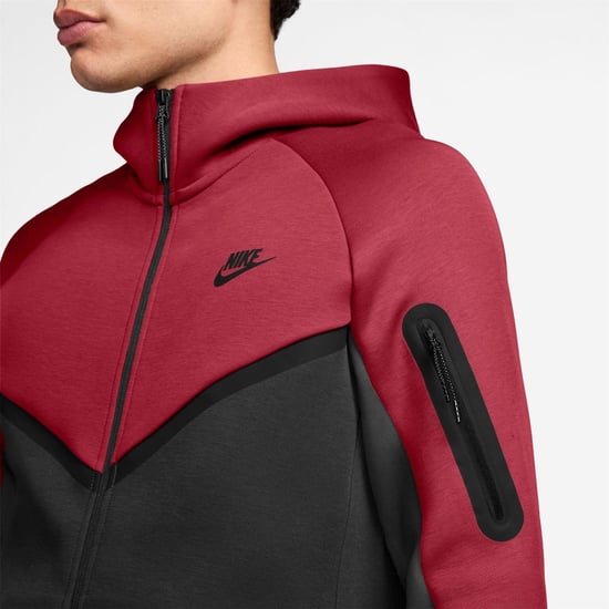 Nike Mens Tech Chevron Full Zip Hoodie (Red/Black) - Image 3
