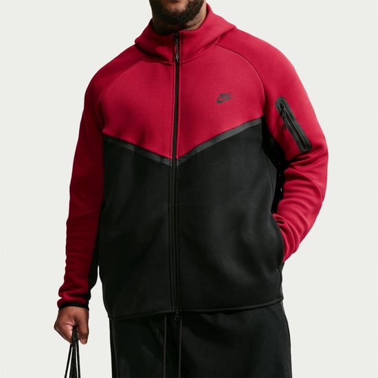 Nike Mens Tech Chevron Full Zip Hoodie (Red/Black) - Image 4