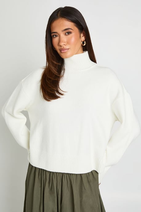 Exposed Seam Detail High Neck Jumper - Image 1