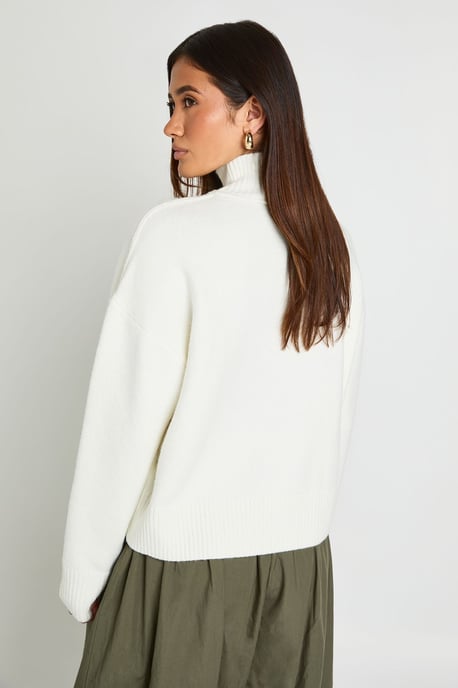 Exposed Seam Detail High Neck Jumper - Image 2