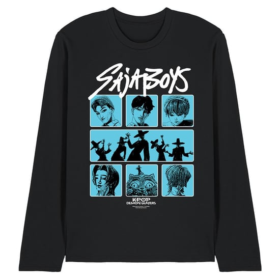 K-Pop Demon Hunters Unisex Adult Saja Boys Posterized Square Long-Sleeved T-Shirt (Black) - Image 1