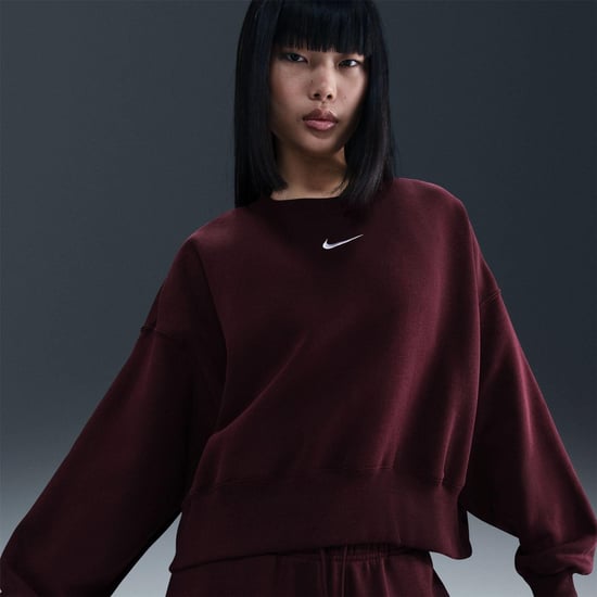 Nike Oversized fleece-sweatshirt met ronde hals voor dames (Phoenix) (Bourgondië) - Image 4