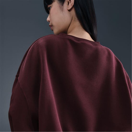 Nike Oversized fleece-sweatshirt met ronde hals voor dames (Phoenix) (Bourgondië) - Image 5