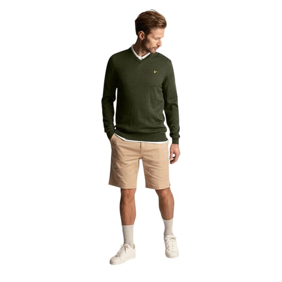 Lyle & Scott Mens V Neck Regular Golf Jumper (Cactus Green) - Image 1