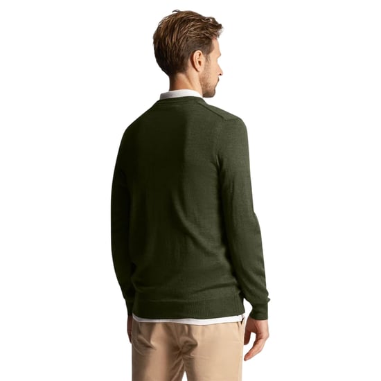 Lyle & Scott Mens V Neck Regular Golf Jumper (Cactus Green) - Image 3