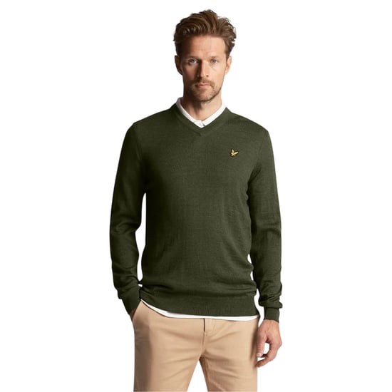 Lyle & Scott Mens V Neck Regular Golf Jumper (Cactus Green) - Image 5