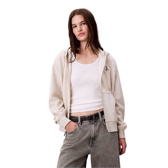 Calvin Klein Womens/Ladies Full Zip Hoodie (Vanilla Heather) - Image 1