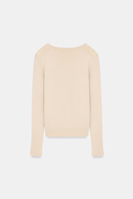 Women's V-Neck Knit Sweater With Side Slit - Image 6